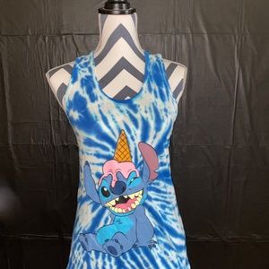 Blue Tie-Dyed Stitch Tank Top